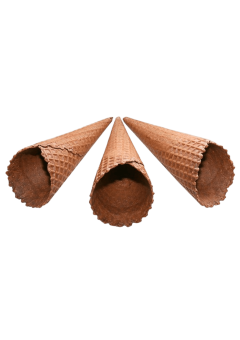 Крученый сахарный вафельный рожок какао с естественным краем 170 мм